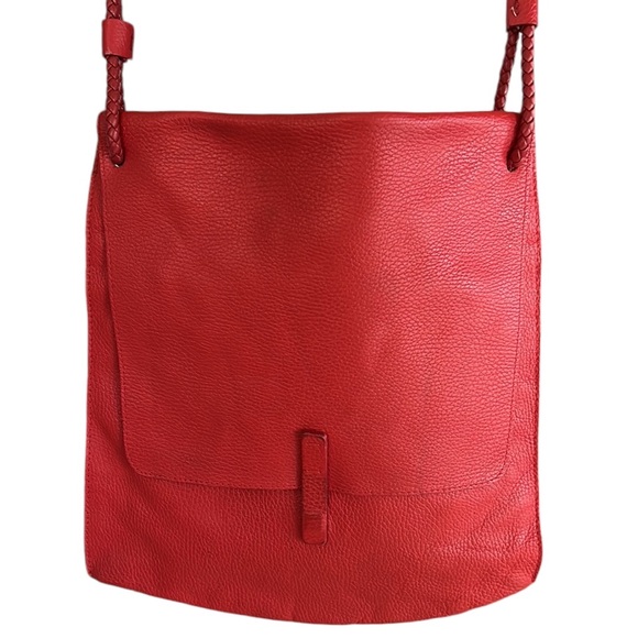 Falor Le Borse Italian Red Pebbled Leather Envelope Shoulder Bag Hobo Satchel - Picture 4 of 16